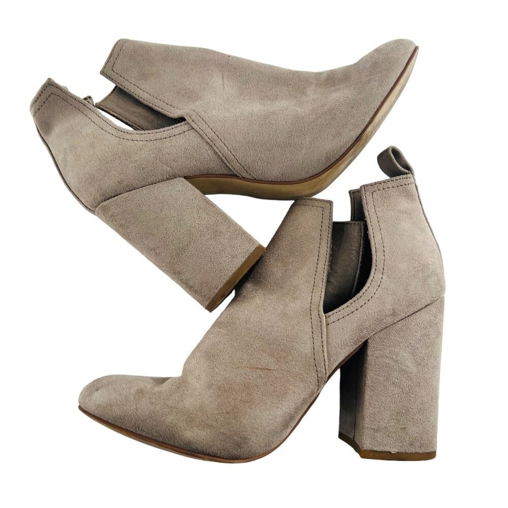Steve Madden Taupe Cutout Suede Block Heel Booties